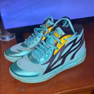 Teal and Yellow Athletic Sneakers
